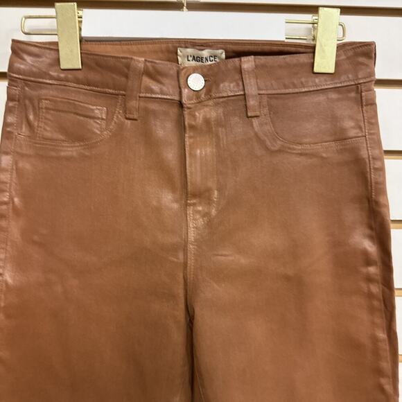 L’AGENCE Margot High Rise‎ Cropped Skinny Jeans Size 30 Java Coated Stretch - Picture 2 of 13